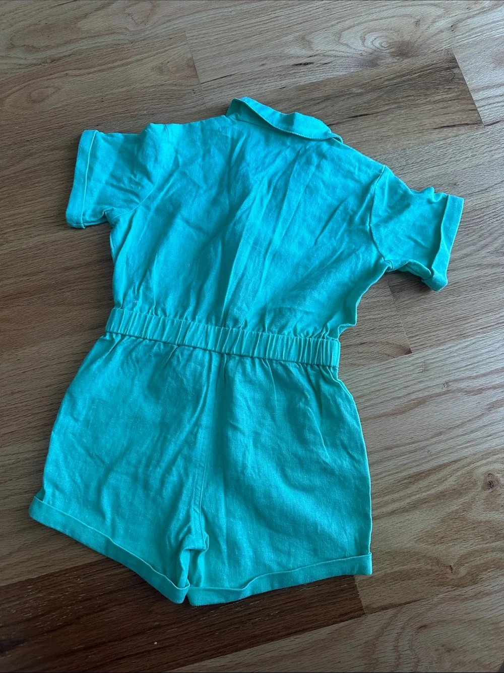 Old Navy Turquoise Short Sleeve Romper with Contrast Piping